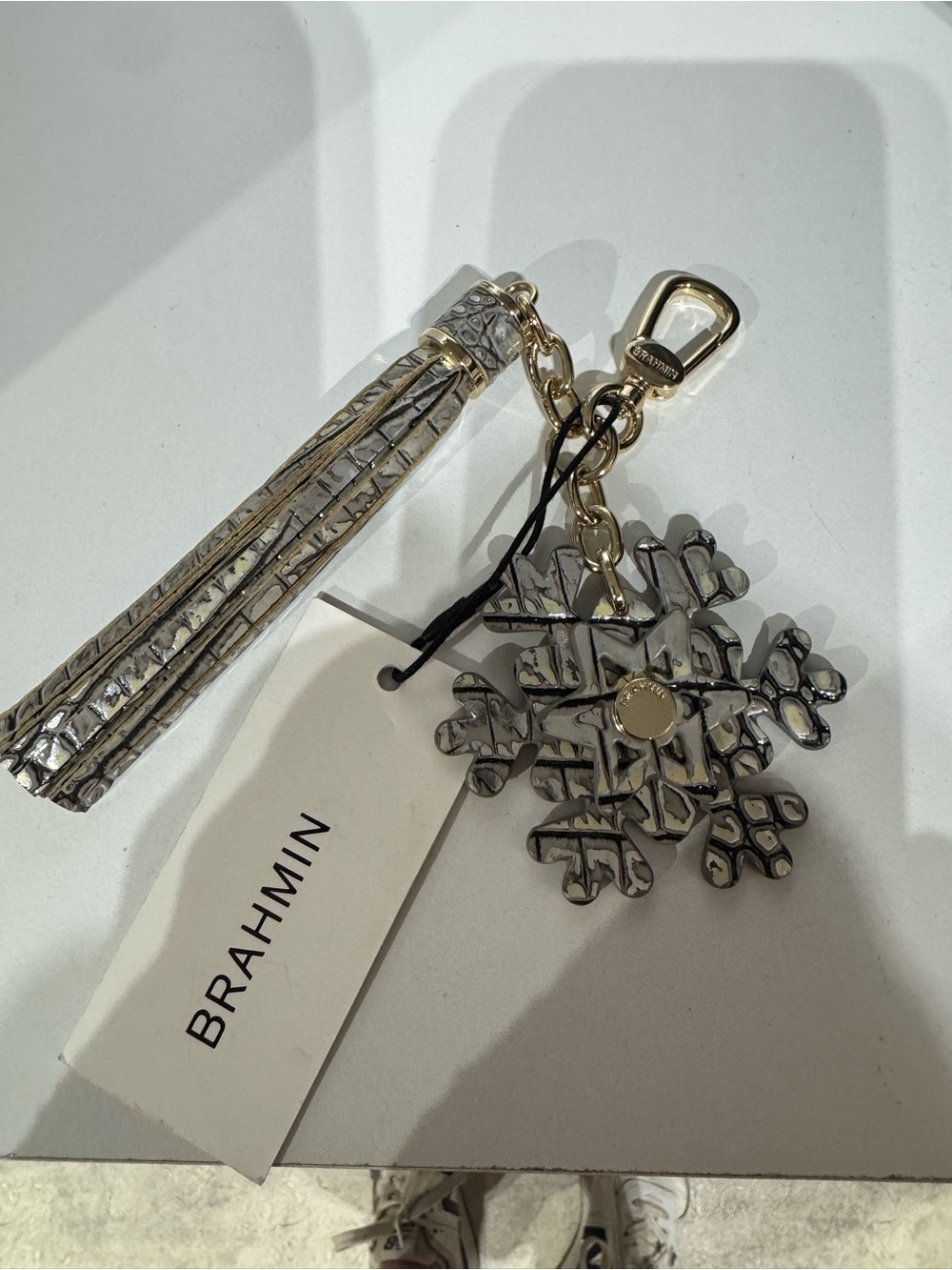Brahmin Silver Metallic Snowflake Tassel Key Charm